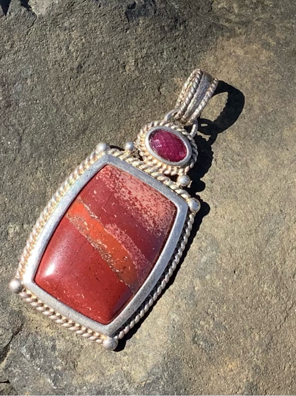 Red Jasper and Ruby Pendant
